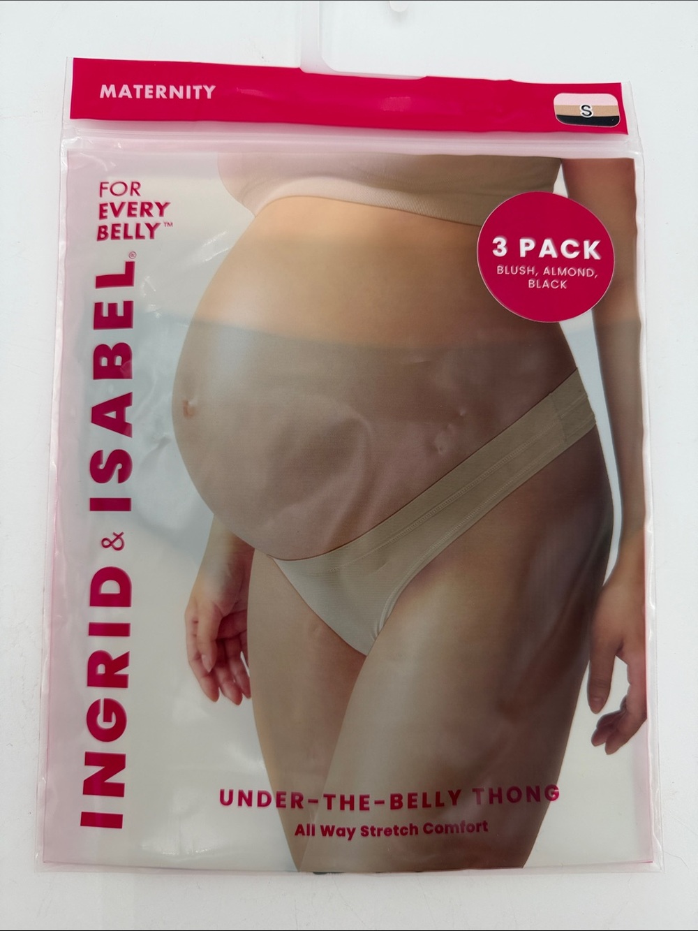 Maternity Thongs 3 Pack Blush, Almond, & Black Small